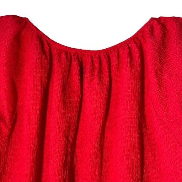 Madewell Texture & Thread Crinkle Textured Blouse in Red XS NWT - Picture 7 of 9